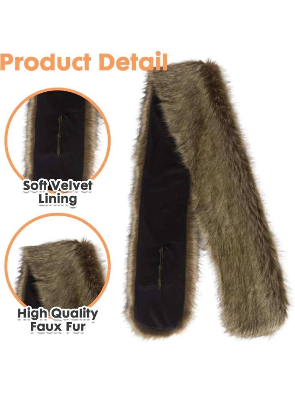 Cozy Long Faux Fur Collar Scarf Wrap for Women - Warm Winter Stole Shawl Neck
